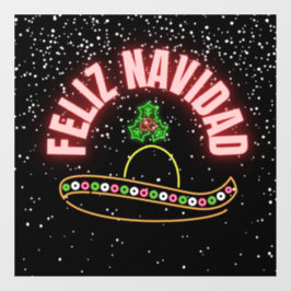 Neon Feliz Navidad Window Cling Raamsticker