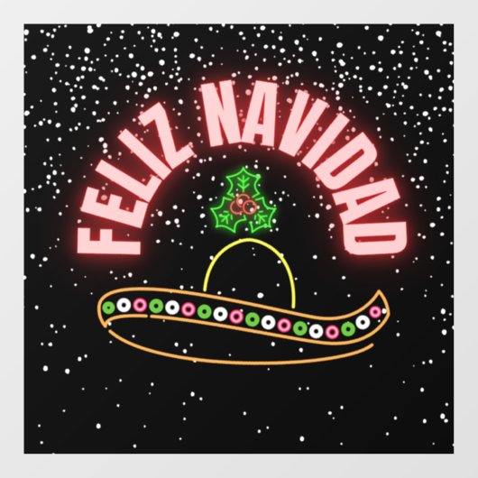 Neon Feliz Navidad Window Cling Raamsticker (Vel)