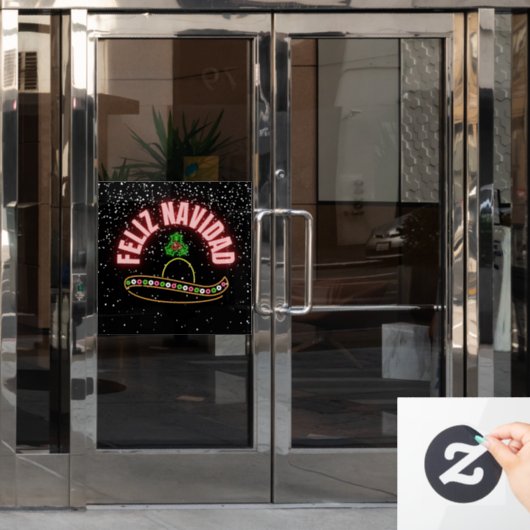 Neon Feliz Navidad Window Cling Raamsticker (Kantoordeur)