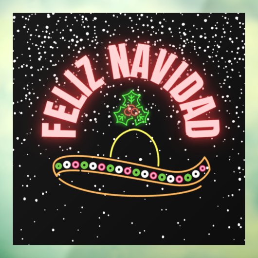 Neon Feliz Navidad Window Cling Raamsticker (Vel 3)