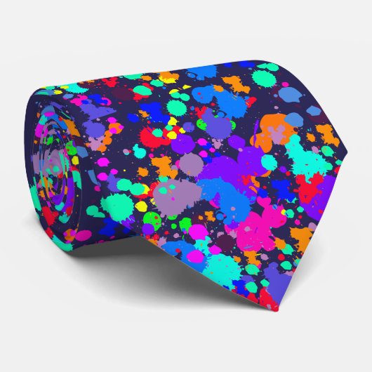 Neon felkleurige verfspleet stropdas (Opgerold)