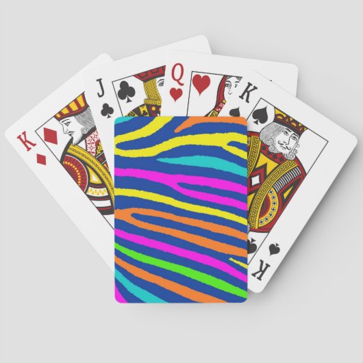 Neon felle kleuren zebra strepen speelkaarten (Achterkant)