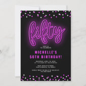 Neon Fifty Verjaardagsuitnodiging Kaart (Voorkant)