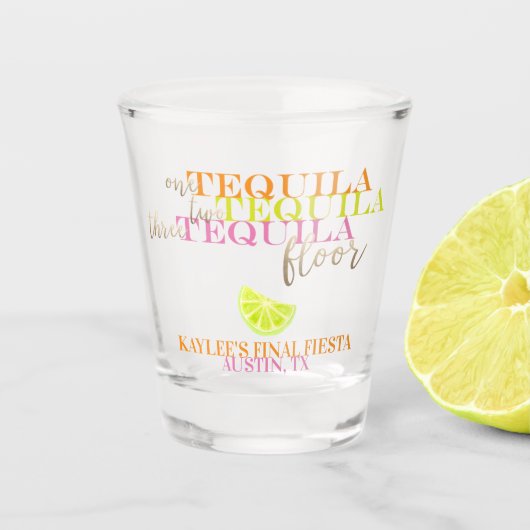 Neon Final Fiesta Bachelorette Party Favor Shot Glas (Voorkant)
