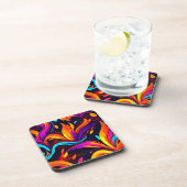 Neon Fire Design met vurige iconen Bier Onderzetter (Rechterzijde)