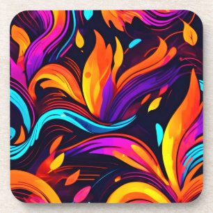 Neon Fire Design met vurige iconen Bier Onderzetter