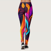 Neon Fire Design met vurige iconen Leggings (Achterkant)