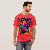 Neon Fire Design met vurige iconen T-shirt (Voorkant volledig)