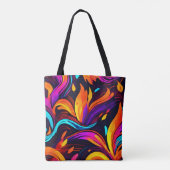 Neon Fire Design met vurige iconen Tote Bag (Achterkant)