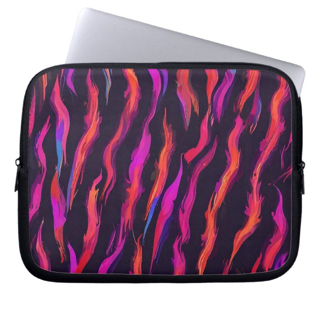 Neon Fire Flame Laptop Sleeve (Voorkant)