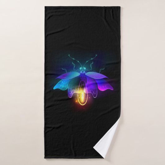 Neon Firefly op zwart Badhanddoek (Badhanddoek)