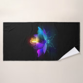 Neon Firefly op zwart Badhanddoek (Badhanddoek)