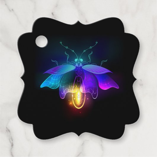 Neon Firefly op zwart Bedankjes Labels (Voorkant)
