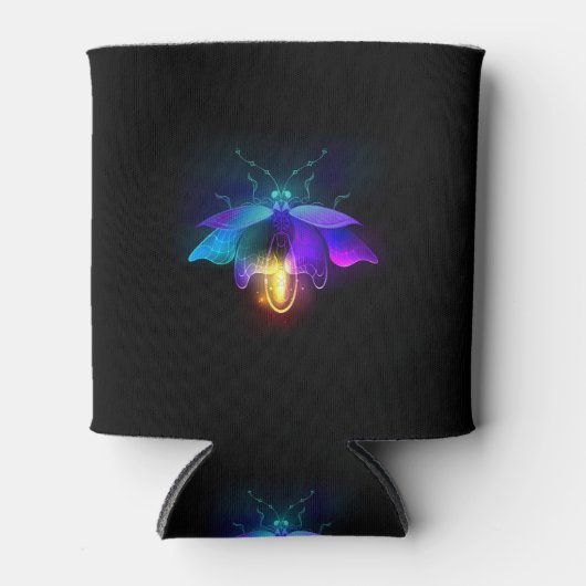 Neon Firefly op zwart Blikjeskoeler (Voorkant)