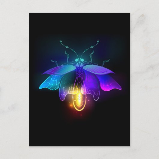 Neon Firefly op zwart Briefkaart (Voorkant)