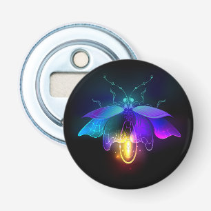 Neon Firefly op zwart Button Flesopener