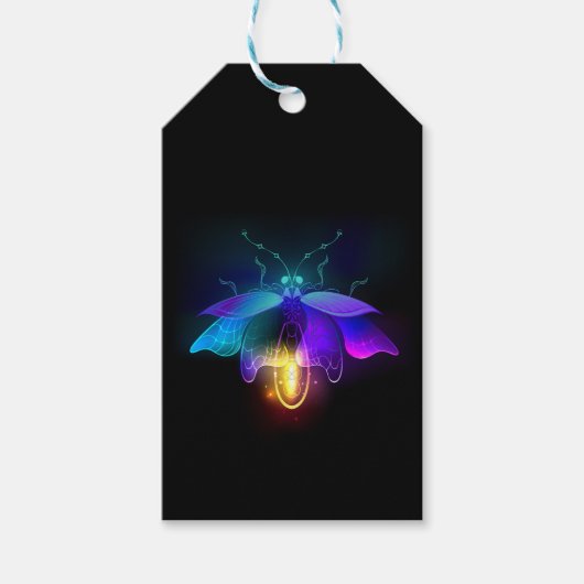 Neon Firefly op zwart Cadeaulabel (Voorkant)