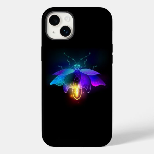 Neon Firefly op zwart Case-Mate iPhone Case (Achterkant)