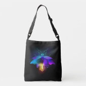 Neon Firefly op zwart Crossbody Tas (Achterkant)