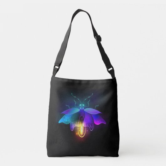 Neon Firefly op zwart Crossbody Tas (Achterkant)