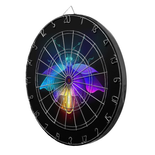 Neon Firefly op zwart Dartbord (Voorkant Rechts)