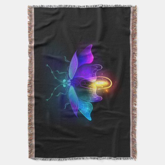 Neon Firefly op zwart Deken (Voorkant Verticaal)