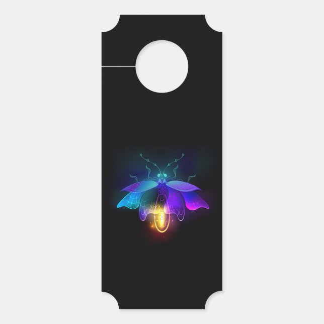 Neon Firefly op zwart Deurhanger (Voorkant)