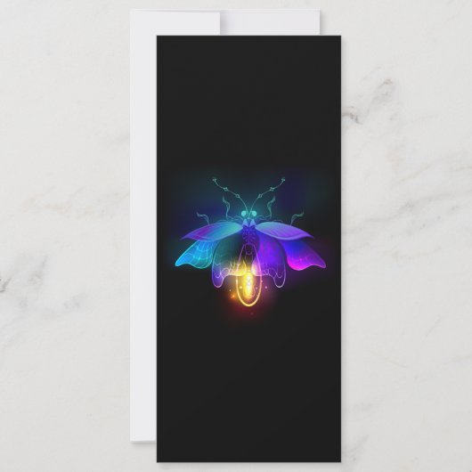 Neon Firefly op zwart Feestdagenkaart (Voorkant)