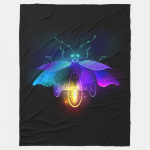 Neon Firefly op zwart Fleece Deken