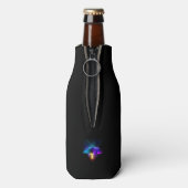 Neon Firefly op zwart Flesjeskoeler (Fles Achterkant)