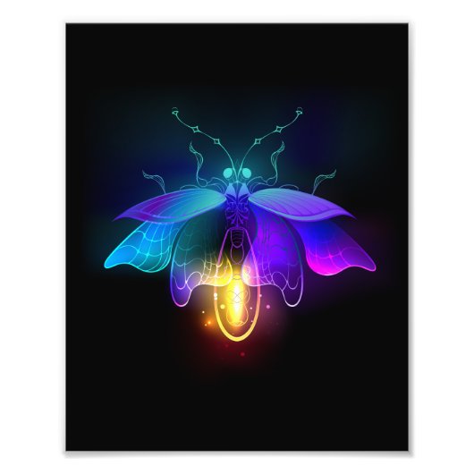 Neon Firefly op zwart Foto Afdruk (Voorkant)