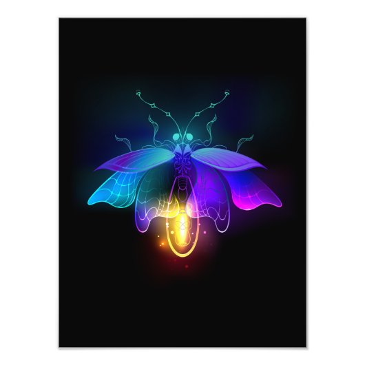 Neon Firefly op zwart Foto Afdruk (Voorkant)