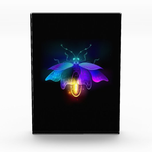 Neon Firefly op zwart Fotoblokken (Voorkant)