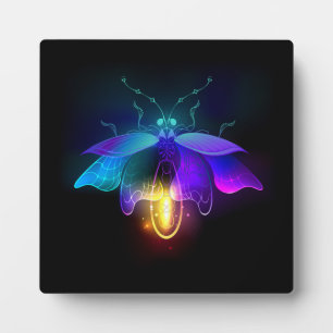 Neon Firefly op zwart Fotoplaat