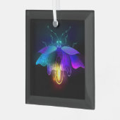 Neon Firefly op zwart Glas Ornament (Voorkant links)