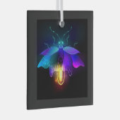 Neon Firefly op zwart Glas Ornament (Voorkant Rechts)