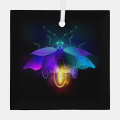 Neon Firefly op zwart Glas Ornament (Achterkant)