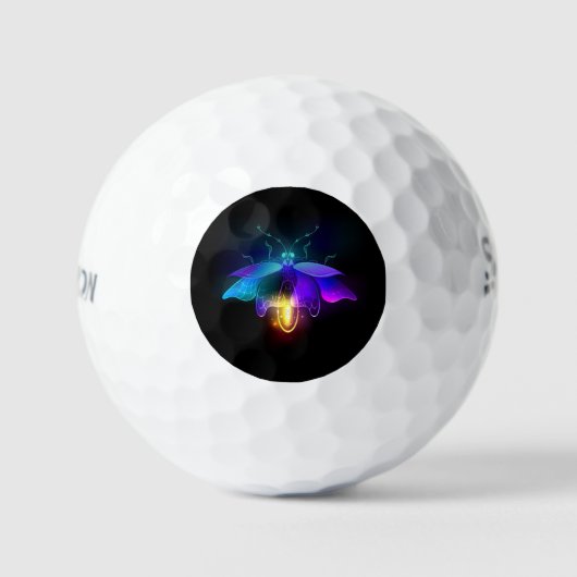 Neon Firefly op zwart Golfballen (Voorkant)