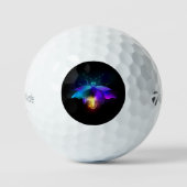 Neon Firefly op zwart Golfballen (Voorkant)