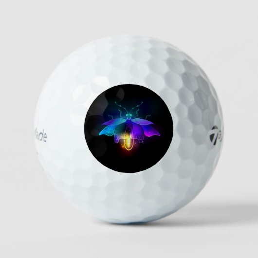 Neon Firefly op zwart Golfballen (Voorkant)