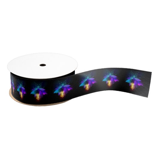 Neon Firefly op zwart Grosgrain Lint (Spoel)