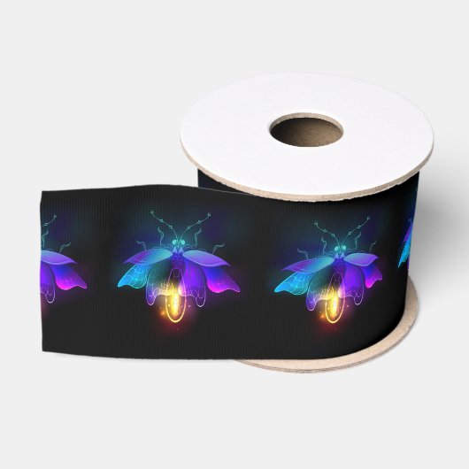 Neon Firefly op zwart Grosgrain Lint (Spoel)