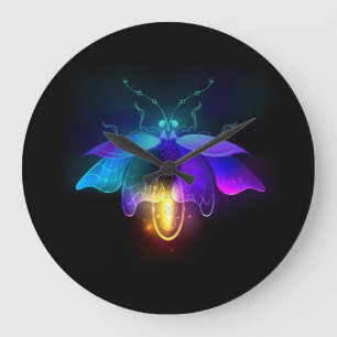 Neon Firefly op zwart Grote Klok
