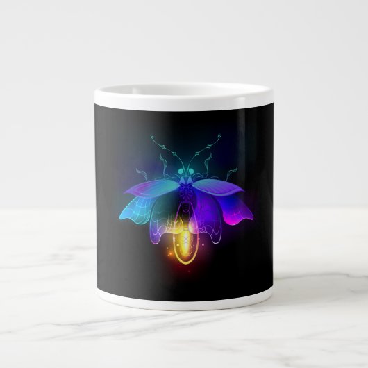 Neon Firefly op zwart Grote Koffiekop (Voorkant)