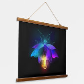 Neon Firefly op zwart Hangend Wandkleed (Gebogen)