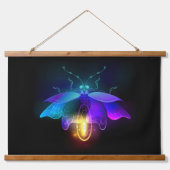 Neon Firefly op zwart Hangend Wandkleed (Voorkant 2)