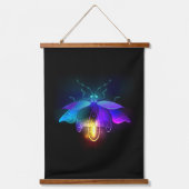 Neon Firefly op zwart Hangend Wandkleed (Voorkant)