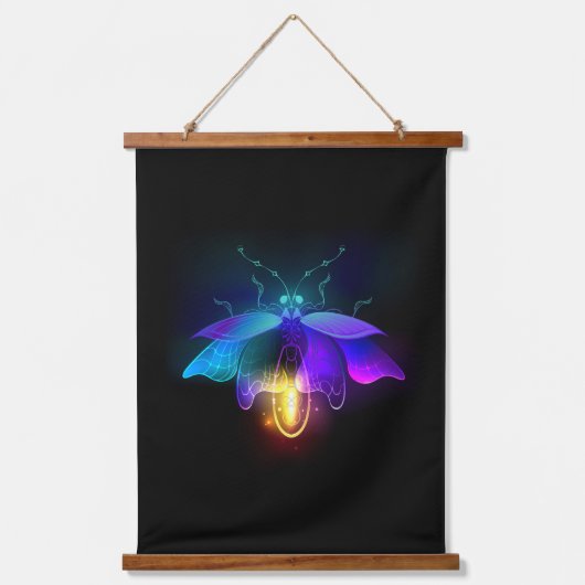 Neon Firefly op zwart Hangend Wandkleed (Voorkant 2)