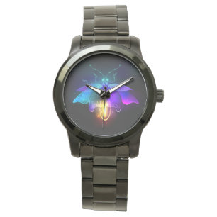 Neon Firefly op zwart Horloge