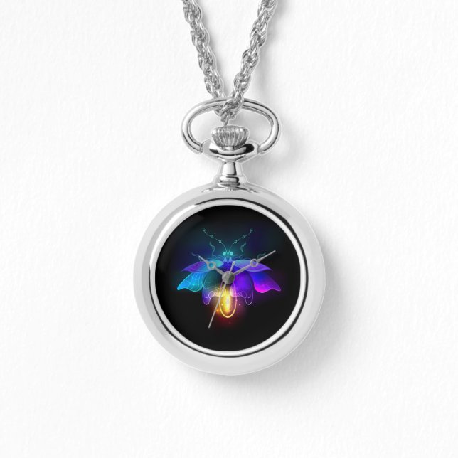 Neon Firefly op zwart Horloge (Voorkant)